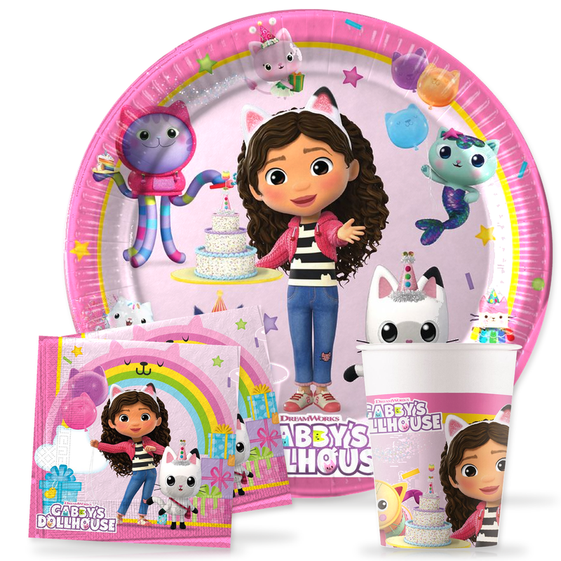Gabby's Dollhouse Partyset – für 16 gedeckte Plätze, 52 Teile