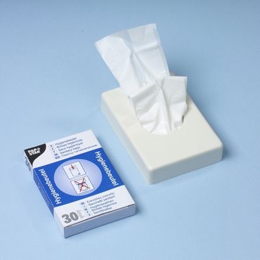 1500 Hygienebeutel 28,5 cm x 8 cm x 7 cm weiss im Spenderkarton