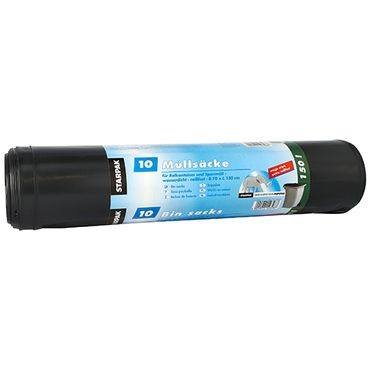 50 Müllsäcke, LDPE 150 l 150 cm x 70 cm schwarz extra stark und extra reißfest