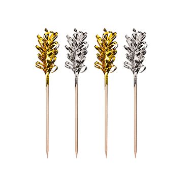 600 Deko-Picker 10,5 cm Frills gold / silber