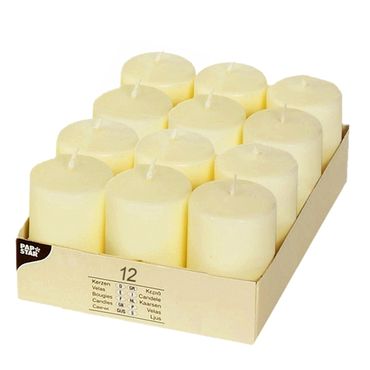 72 Stumpenkerzen Ø 40 mm · 60 mm elfenbein Ivory mit Flachkopf