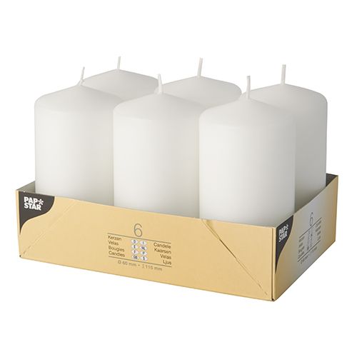 Stumpenkerzen Ø 60 mm · 115 mm weiss