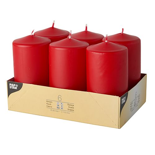Stumpenkerzen Ø 60 mm · 115 mm rot