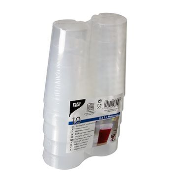 10 Mehrweg-Trinkbecher 0,3 l Ø 7 cm · 13 cm transluzent unzerbrechlich