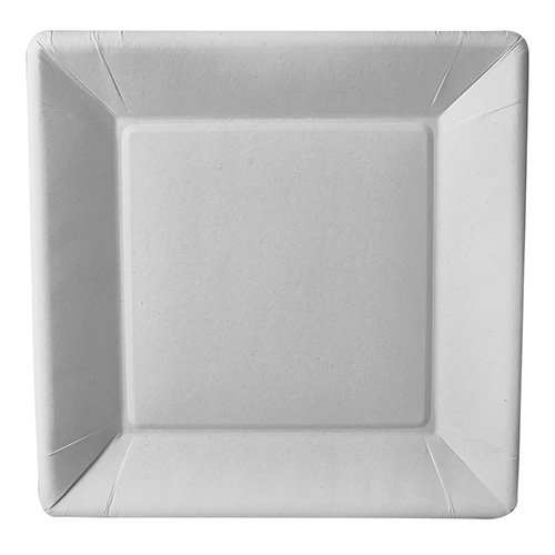 Teller, Pappe "pure" eckig 22,5 cm x 22,5 cm x 1,8 cm weiss