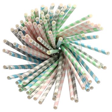 1000 Trinkhalme, Papier Ø 6 mm · 20 cm farbig sortiert Stripes