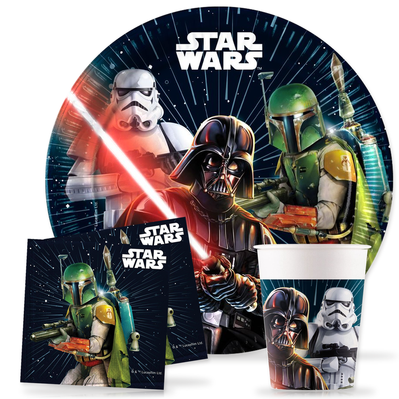 Party Set Star Wars Galaxy, 52-teiliges Einweggeschirr für Kindergeburtstag und Mottoparty, Tischdeko