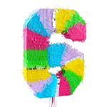 Pinata Zahl 6 bunt pastell