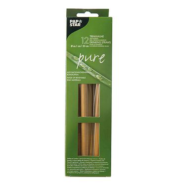 120 Trinkhalme, Bambus pure 23 cm inkl. Reinigungsbürste