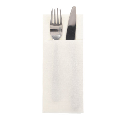 Bestecktaschen, Airlaid 40 cm x 33 cm weiss mit Besteckfalz