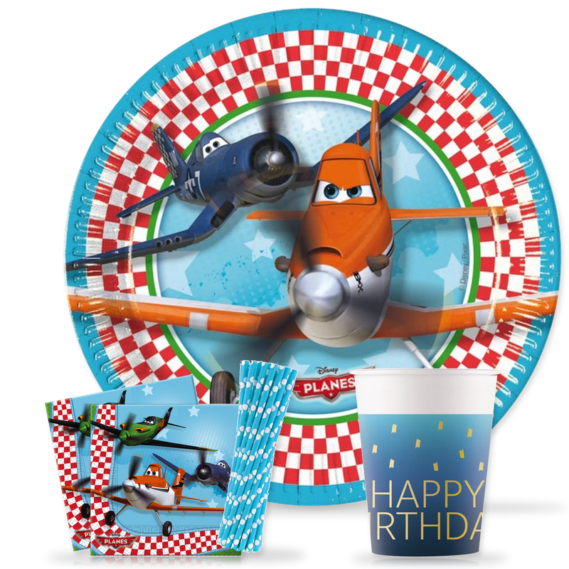 Deko-Beispiel aus dem Shop: Planes Partyset zum Kindergeburtstag Teller Becher Servietten Geburtstagsdeko
