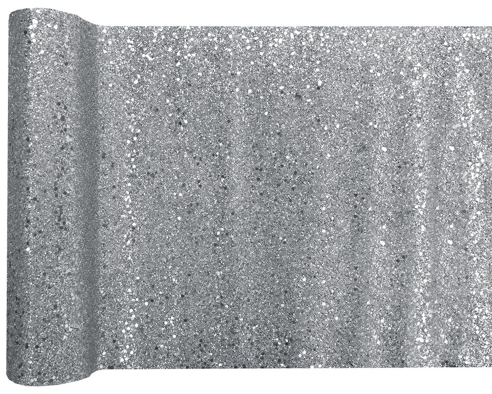 Tischläufer silber glitzer 3 m x 28 cm