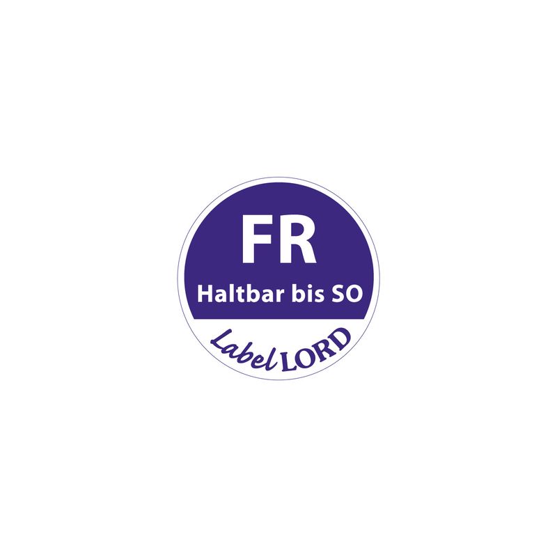 "LabelLord" HACCP Lebensmitteletiketten Ø 19 mm blau "Aqualabel" FR haltbar bis SO, abwaschbar