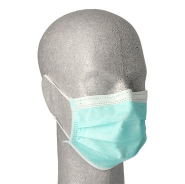 500 Medi-Inn® Mundschutz Type IIR, 3-lagig 9 cm x 17,5 cm grün mit Nasenbügel und Elastikbänder