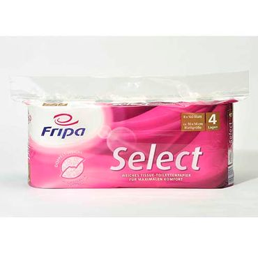 48 Rollen Toilettenpapier, 4-lagiges Tissue Ø 12 cm · 14 cm x 10 cm hochweiss Select 160 Blatt