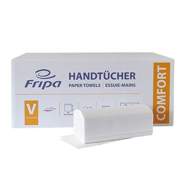 3200 Blatt Handtuchpapier V-Falz 25 cm x 23 cm hochweiss Comfort 2-lagig (20x160)