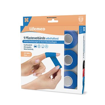 9 Rollen Pflaster, selbsthaftend 5 m x 2,5 cm blau