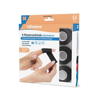 108 Rollen Pflaster, selbsthaftend 5 m x 2,5 cm schwarz