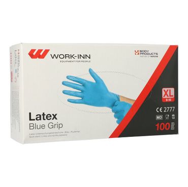 1000 "WORK-INN" Handschuhe, Latex puderfrei blau "Blue Grip" Größe XL