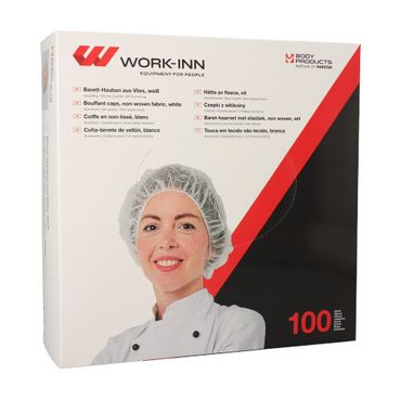 1000 "WORK-INN/PS" Barett-Hauben, Vlies Ø 52 cm weiss