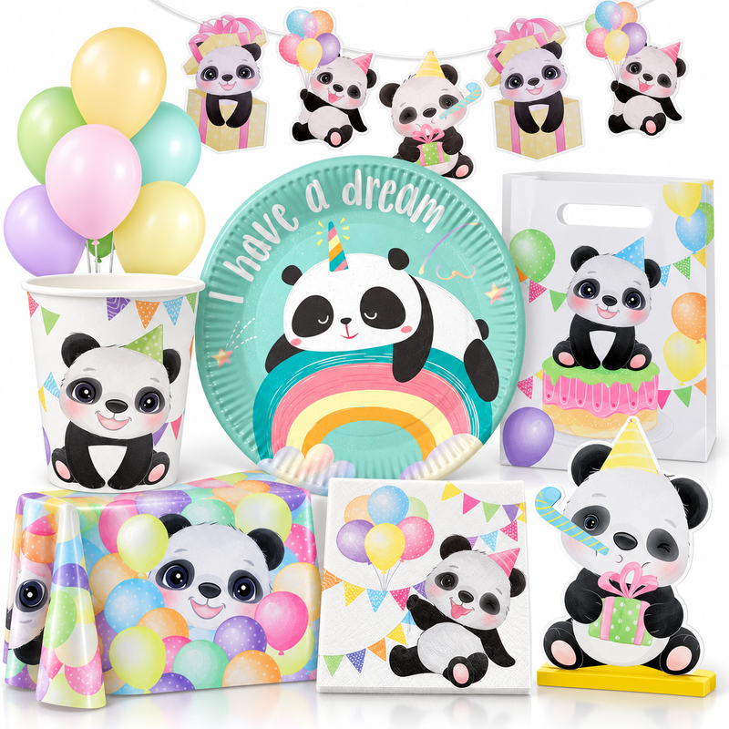 Deko-Beispiel aus dem Shop: Partyset Panda Pandabär Kindergeburtstag Party Deko Geburtstagsdeko