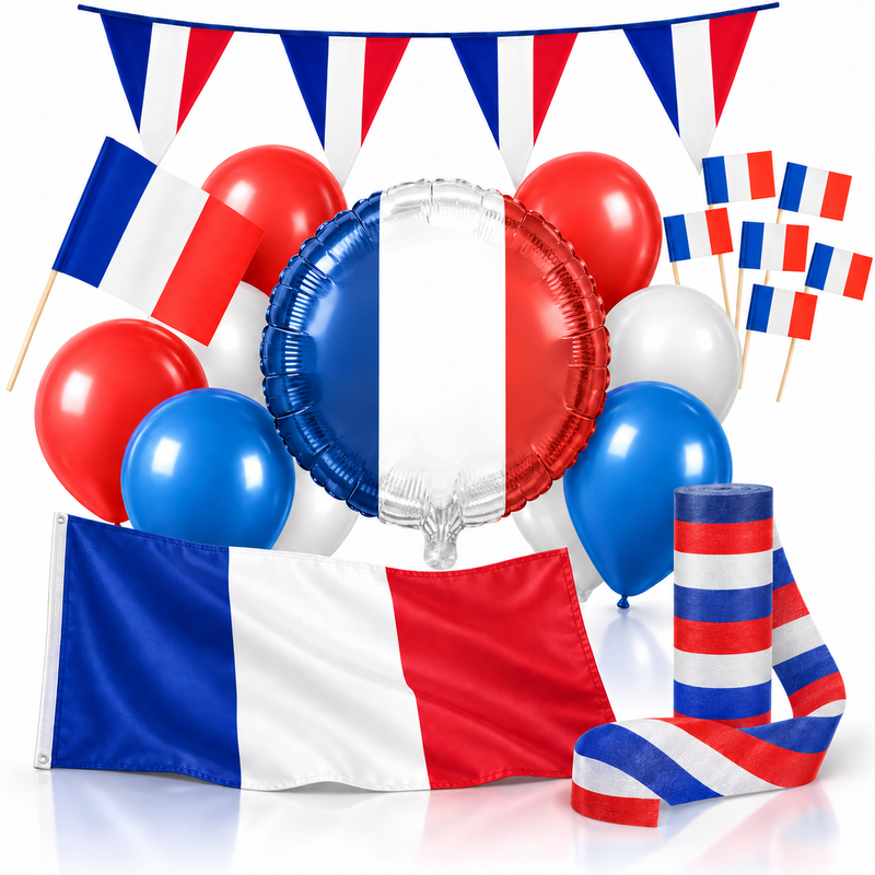 Frankreich Party Deko Set 74 tlg. Partyset Partydeko blau weiß rot