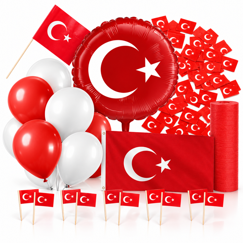 Türkei Party Deko Set 74 tlg. Partyset Partydeko rot weiß türkisch