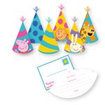 6 Einladungskarten & Umschläge Peppa Wutz