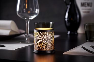 8x Kerzenhalter Safari Zebra 75 x Ø 75 mm Schwarz