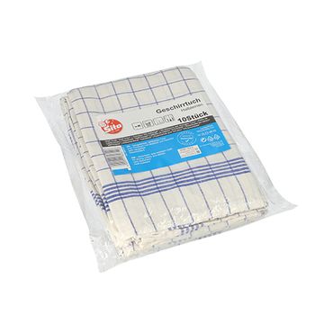 100 Geschirrtücher 70 cm x 50 cm weiss/blau "Halbleinen"