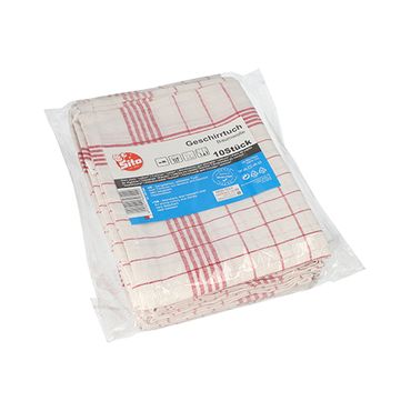 100 Geschirrtücher 70 cm x 50 cm weiss/rot "Baumwolle"