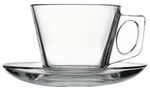 6x Becher mit Untertasse Tasse Glas Pasabahce Vela 195 ml