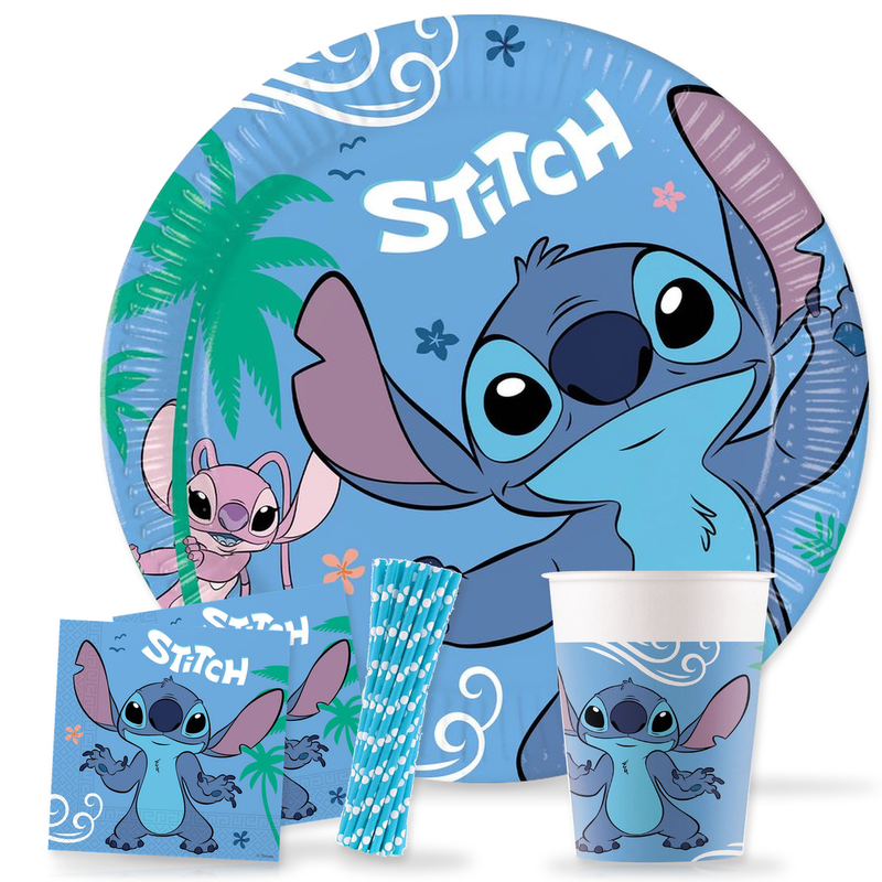 Partygeschirr Stitch Partyset – für 8 gedeckte Plätze, 60 Teile