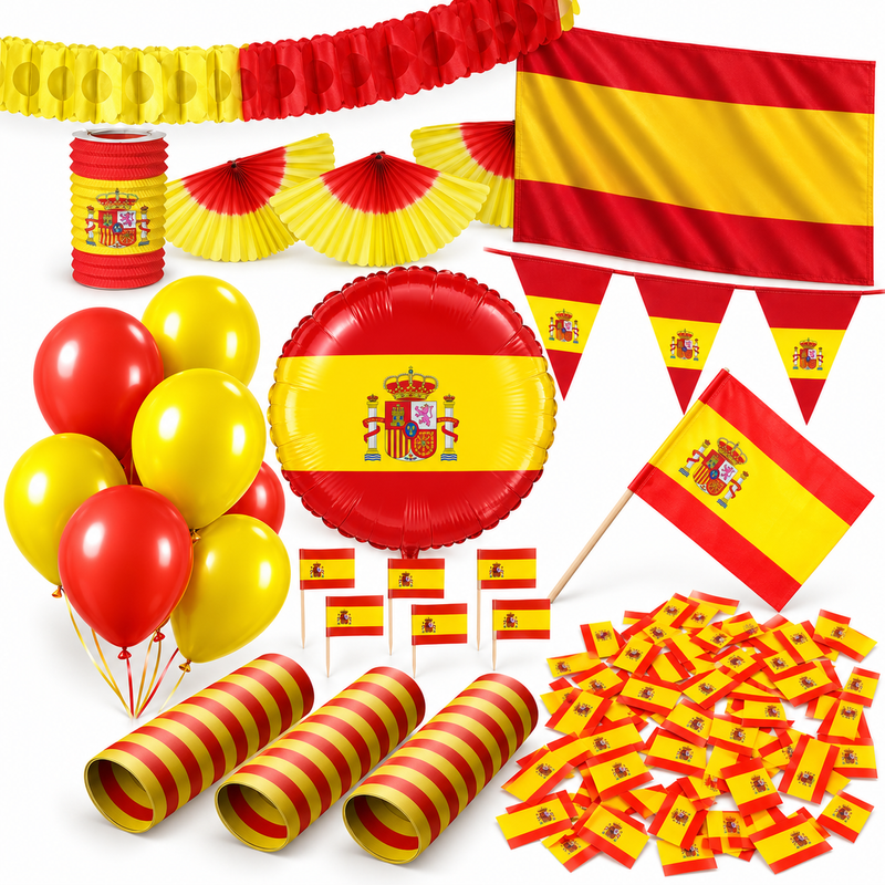 XL Spanien Party Deko Set 239 tlg. Partyset Partydeko rot gelb Fussball EM WM