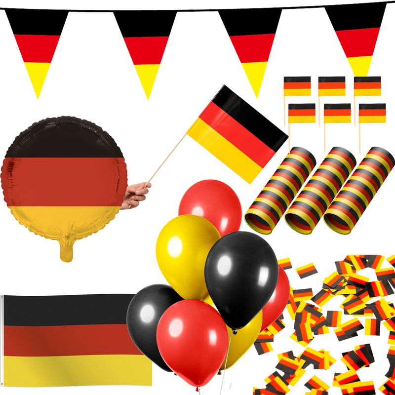 Deutschland Party Deko Set 353 tlg. Partyset Partydeko schwarz rot gold Fussball EM WM