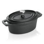 Cocotte schwarz Gusseisen 12,5 x 9,5 x 6,5 cm mit Deckel