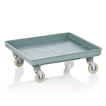 2x Transportwagen mit Gruff 53 x 53 cm, 4 schwenkbare Rollen, Edelstahl, Polypropylen
