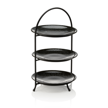 Etagère schwarz Stahl 33 x 33 x 46,5 cm 3 Ebenen (Ø Ringe 23 cm)
