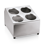 Besteckbehälter für 4 Besteckköcher Edelstahl, 25,5 x 30 x 21 cm