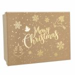 Geschenkbox Weihnachten Merry Christmas Kraftpapier braun 20x15x9cm Geschenkverpackung