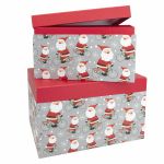 2 Geschenkboxen Santa auf Fahrrad Weihnachten 21,5x12x16cm/25x14x19cm Geschenkverpackung