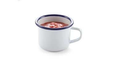 Emaillie Tasse mit Henkel, weiß blau, 120 ml, Ø 7 cm