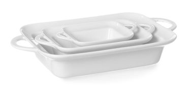 12x Ofenform / Auflaufform mit Ohrengriffen, rechteckig, weiß, Porzellan, 820 ml, 32,8 x 18,9 x 5,8 cm