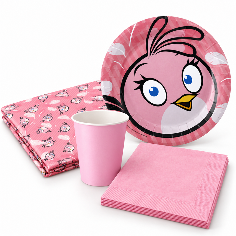 Deko-Beispiel aus dem Shop: Angry Birds Pink Bird Stella Partyset Kindergeburtstag Geburtstag rosa