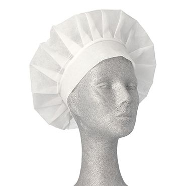 100 "WORK-INN/-PS" Kochmützen, Vlies Ø 30 cm · 17 cm weiss "France"