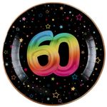 6 Teller 60. Geburtstag bunt Pappteller