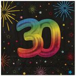 12 Servietten 30. Geburtstag bunt 