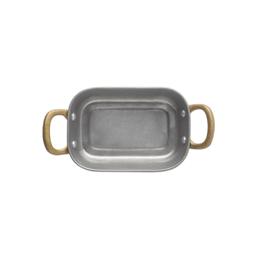 Servierpfanne STEEL & STYLE VINTAGE mit 2 Messinggriffen, 13 x 8,5 x 3,5 cm, 230 ml, Chromnickelstahl