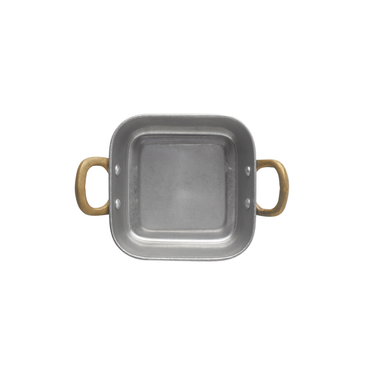 Servierpfanne STEEL & STYLE VINTAGE mit 2 Messinggriffen, 12 x 12 x 5 cm, 420 ml, Chromnickelstahl
