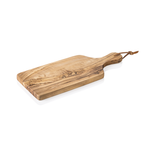 Servierbrett mit Griff PURE OLIVE, 27 x 13 cm, Olivenholz mit Lederband